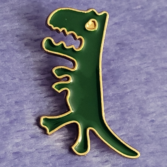 Derpy Green Dinosaur Enamel Pin - Picture 7 of 10